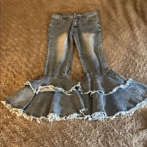 Kids Flared Denim Stone Washed Jeans Trending - Picture 7 of 7